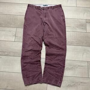 Peter Millar Soft Cotton Chino Pants Burgundy 36x28 Relaxed Fit Office Casual